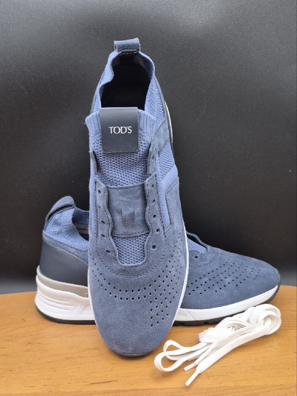 Tod's Men's Sportivo Suede Neoprene Sock Sneakers Size UK 6 US 7 Slate Blue